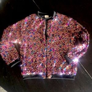 Zara girls sequined bomber jacket